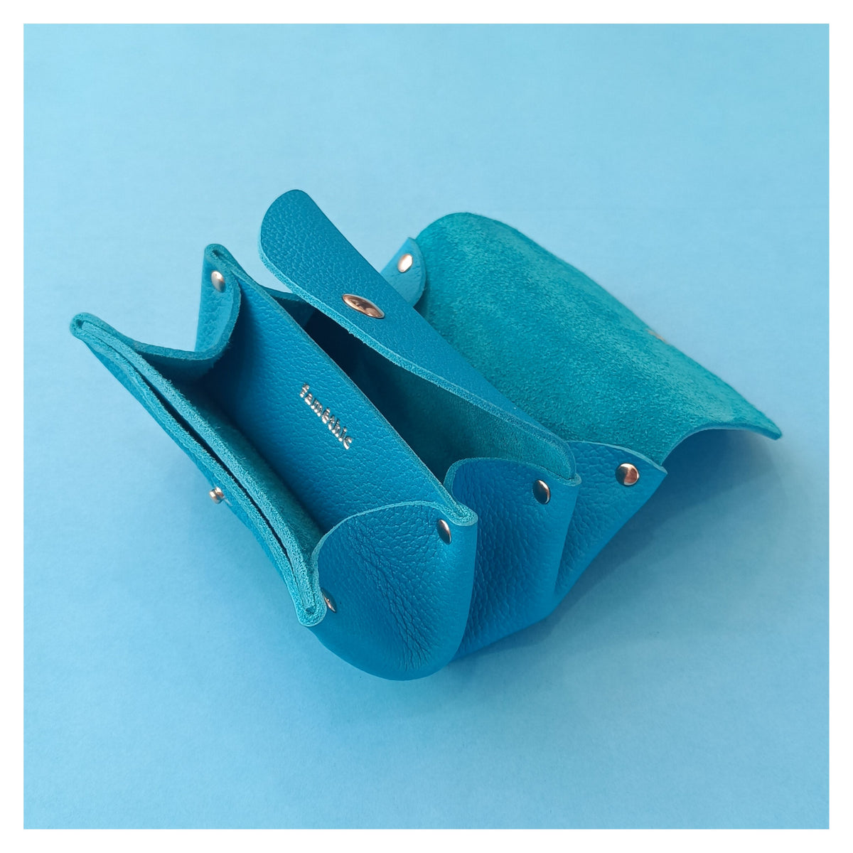 porte monnaie portefeuille cuir turquoise collection marseille H2O faméthic maroquinerie