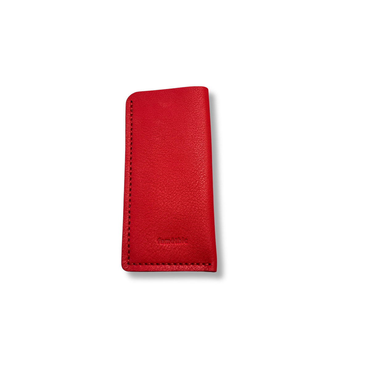 étui à lunettes en cuir rouge corail maroquinerie française