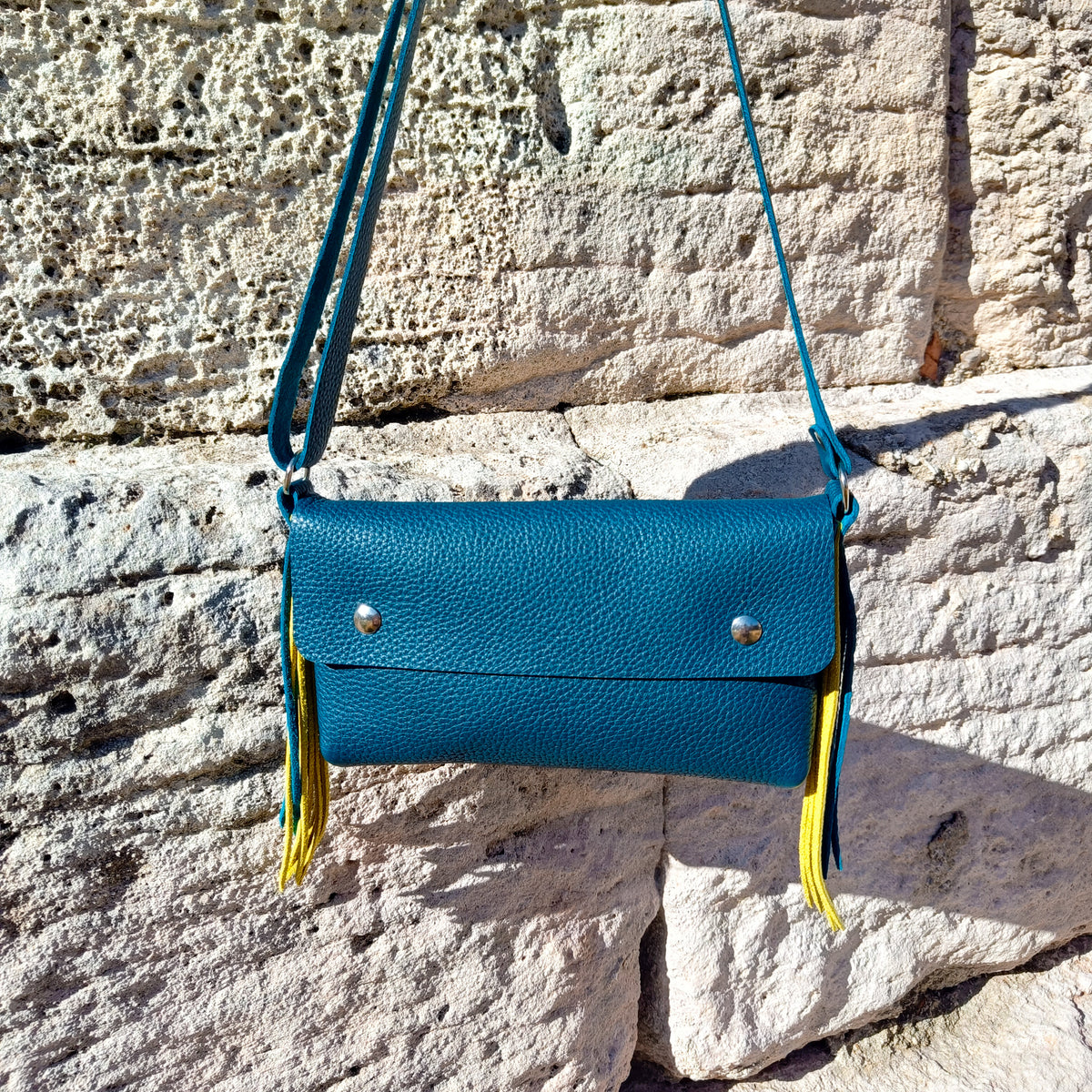 Anthyllis Sac Bleu Canard Collection Capsule Europe Maroquinerie Faméthic Cuir 