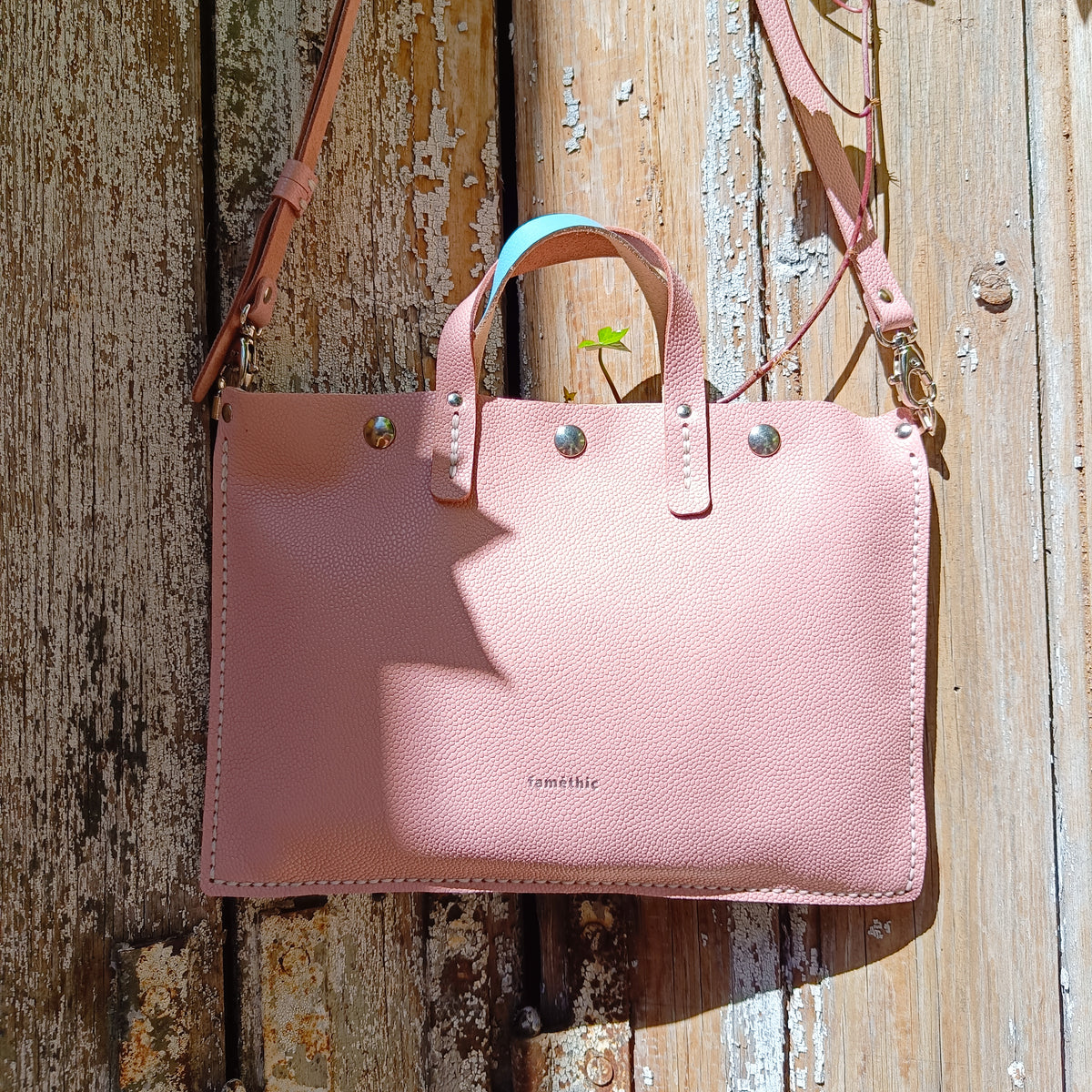 sac à main mini-alfa faméthic maroquinerie éthique responsable cuir français made in france blanc bleu lavande rose